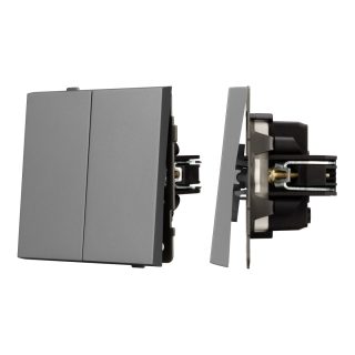 Механизм выключателя двухклавишный проходной Arlight SWT-TENDO-MKP2-PL-GR (230V, 10A) 054068