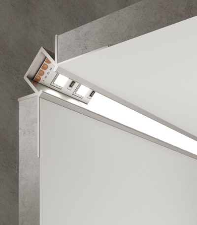 Профиль встраиваемый угловой алюминиевый с экраном Elektrostandard внутренний угол LL-2-ALP014 4690389170577