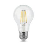 Лампа светодиодная филаментная Gauss E27 10W 4100К прозрачная 102802210