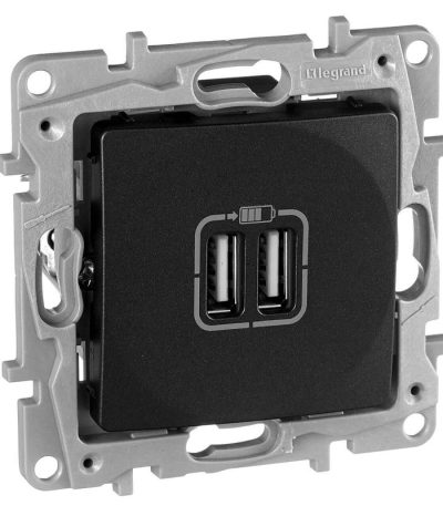 Розетка 2хUSB Legrand Etika антрацит 672694