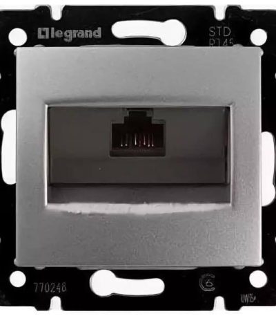 Розетка компьютерная RJ45 Legrand Valena 6 кат UTP с захватами алюминий 770246