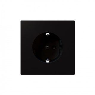 Розетка SCHUKO с защитными шторками 16A 250V 2P+T, цвет Черный матовый (soft touch) Jasmart FD5501PBM