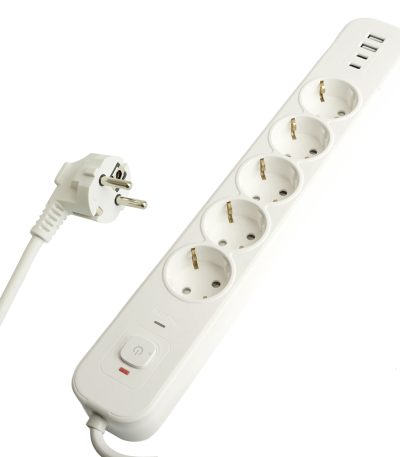 Сетевой фильтр 5-местный с/з и 2 USB-A+2 Type-C Stekker Nova HM21-51-02 50102