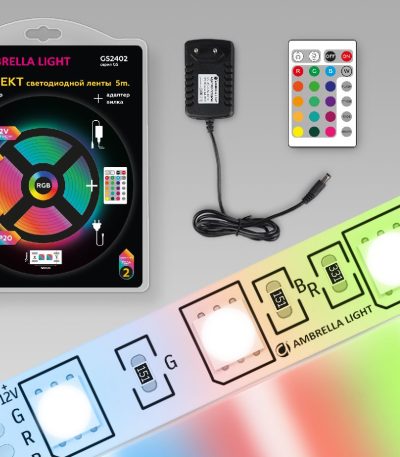 Светодиодная лента Ambrella Light LED Strip 12В 5050 14,4Вт/м RGB 5м IP20 GS2402