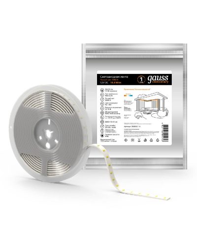 Светодиодная влагозащищенная лента Gauss 14,4W/m 60LED/m 5050SMD теплый белый 5M 356000114