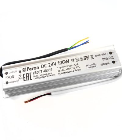 Трансформатор для светодиодной ленты Feron LB007 100Вт 24В IP67 48059