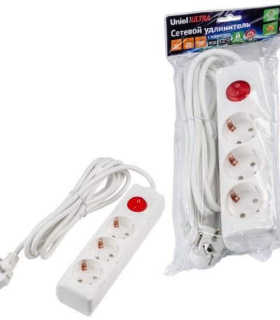 Удлинитель бытовой Uniel Ultra S-GCU3-3B WHITE UL-00010016