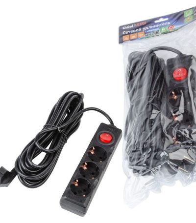 Удлинитель бытовой Uniel Ultra S-GCU3-7B BLACK UL-00010020
