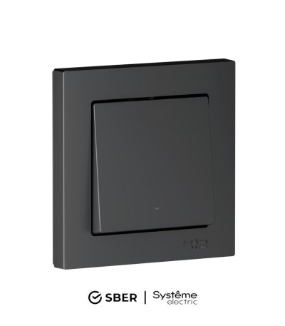 Выключатель 1-кл с подсв., Zigbee, сх.1, L+N, 10А SBER Systeme Electric AtlasDesign Smart Карбон ATN001013Z