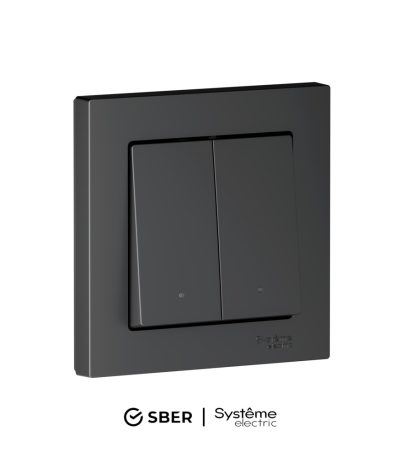 Выключатель 2-кл с подсв., Zigbee, сх.5, L+N, 10А SBER Systeme Electric AtlasDesign Smart Карбон ATN001053Z