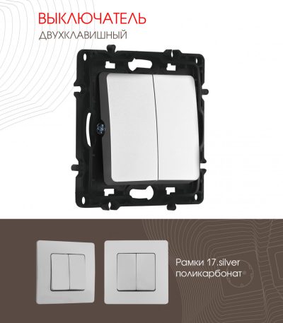 Выключатель двухклавишный Arte Milano 217.30-2.silver