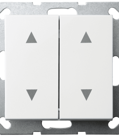 Выключатель двухклавишный Jasmart для жалюзи/штор в комплекте с накладкой белый глянцевый 10A 250V G3028W