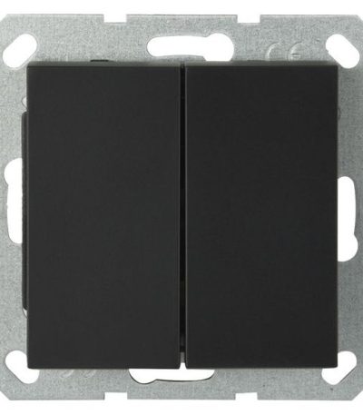 Выключатель двухклавишный Jasmart с накладкой 10A 250V черный матовый (soft touch) G3023PB