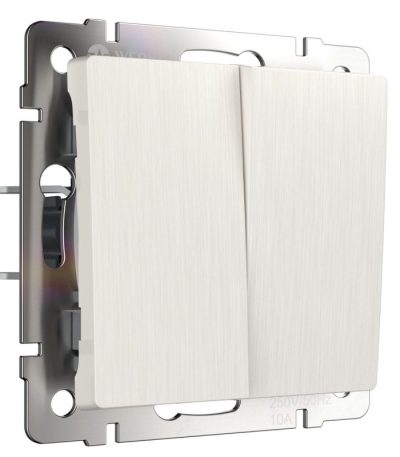 Выключатель двухклавишный проходной Werkel перламутровый рифленый W1122013 4690389160950