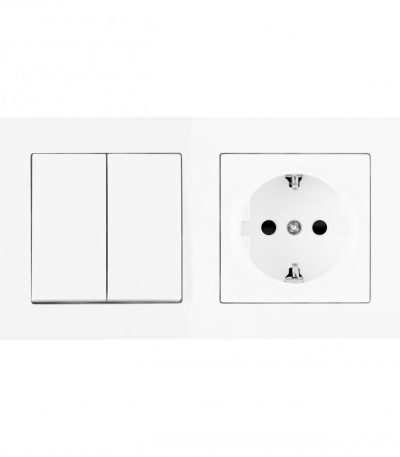 Выключатель двухклавишный с розеткой Arte Milano SET06-2-30-2-40-1 white