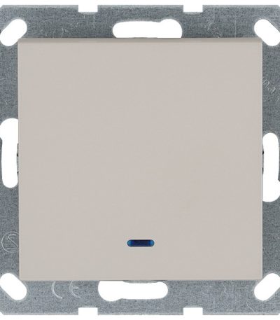 Выключатель одноклавишный проходной со светодиодом 10A 250V с накладкой, цвет Тауп Jasmart G3012NT