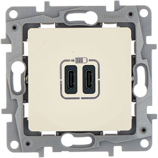 Зарядка USB C-C Legrand ETIKA Слоновая кость 672335