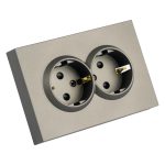 Розетка 2-местная с защитной шторкой Stekker Эмили с/з 250В 16А RST16-5114-09 антрацит soft touch 49934